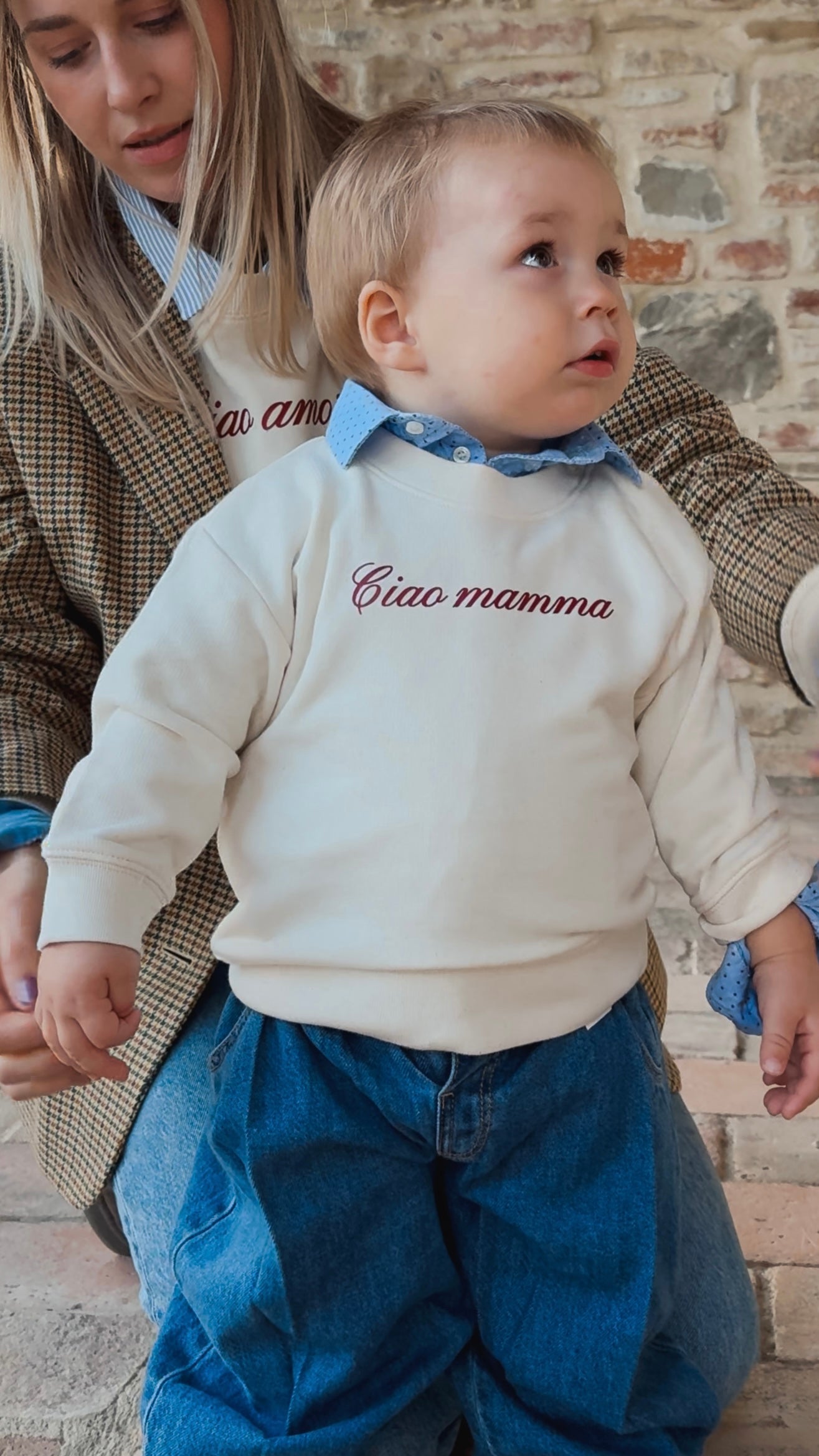 Felpa Bambino unisex "Ciao Mamma" 0/12 - Cotone Natural Premium Personalizzabile