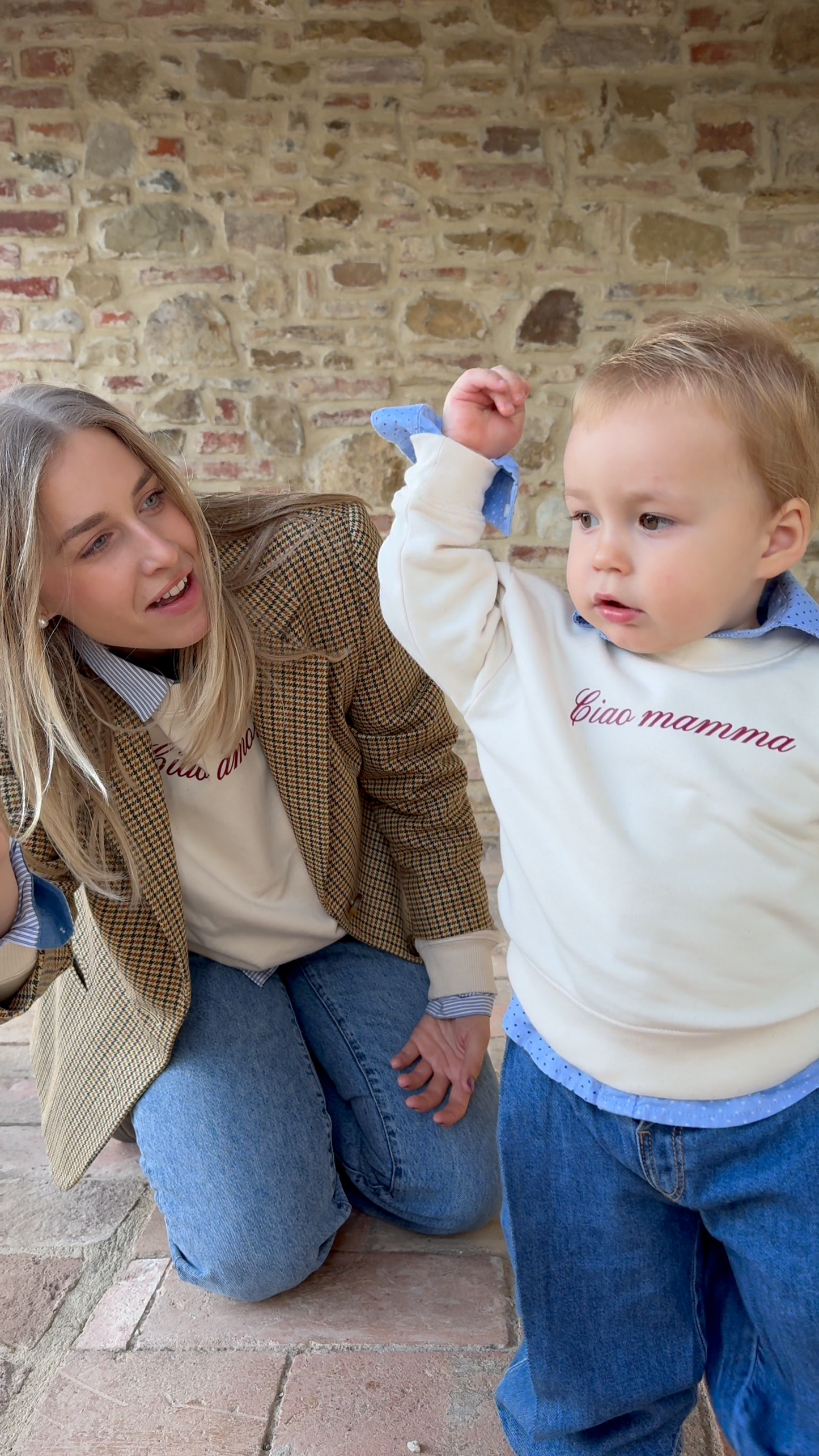 Felpa Bambino unisex "Ciao Mamma" 0/12 - Cotone Natural Premium Personalizzabile