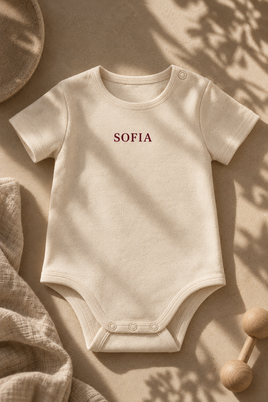 Body in cotone naturale personalizzabile con nome