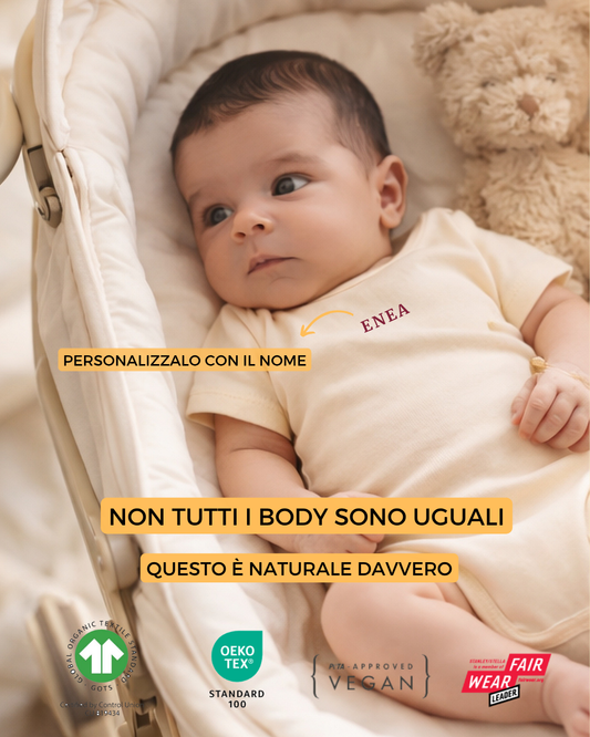 Body in cotone naturale personalizzabile con nome