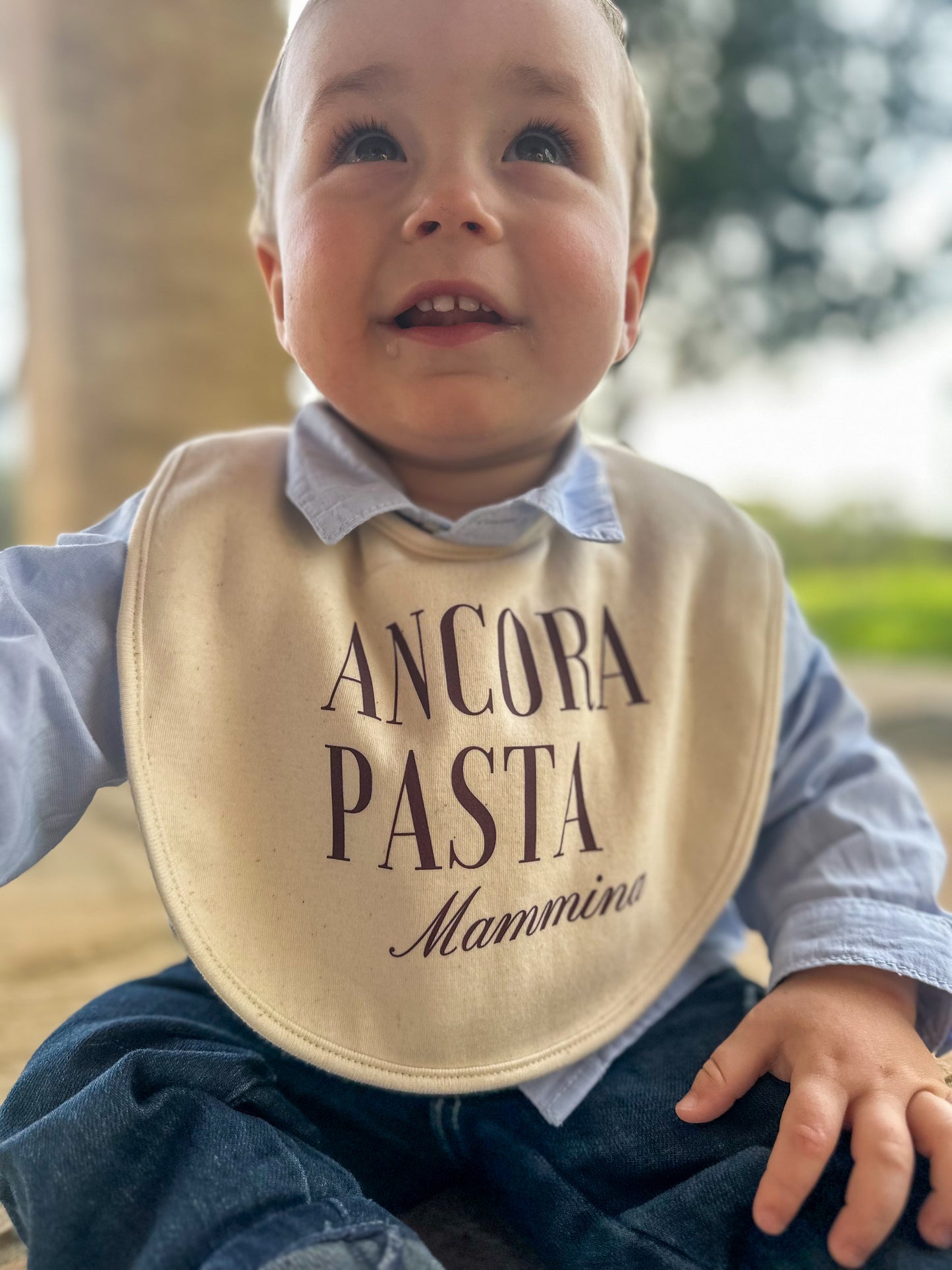 Bavaglino "Fuori a pranzo" | Special moments -  in cotone naturale "Ancora Pasta"