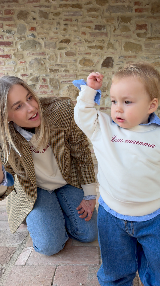 Felpa Bambino unisex "Ciao Mamma" 0/12 - Cotone Natural Premium Personalizzabile
